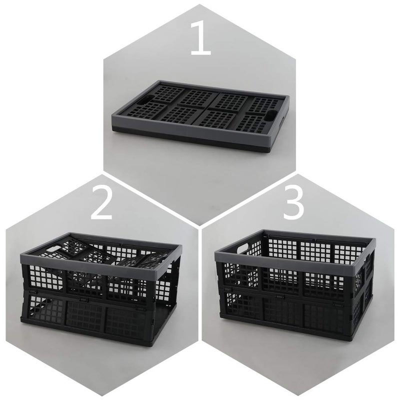 Pekky 34 Quart Plastic Milk Crates Stackable, Collapsible Storage Crate, 2 Packs - Image 3
